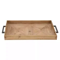 Clearance Kirklands Home Parquet Fir Wood Decorative Tray Tan