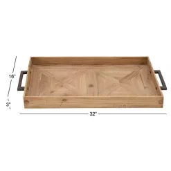 Clearance Kirklands Home Parquet Fir Wood Decorative Tray Tan