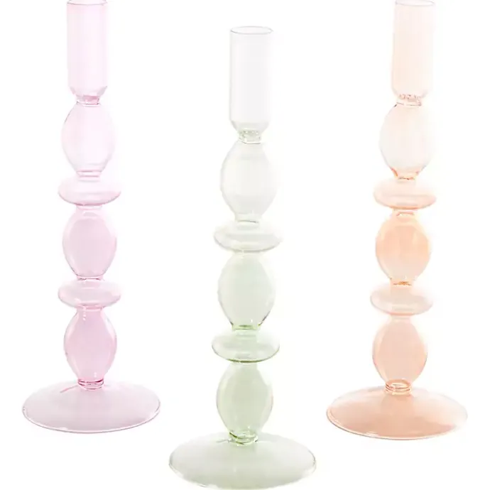 Clearance Kirklands Home Pastel Glass Taper Candle Holders, Set of 3