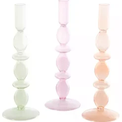 Clearance Kirklands Home Pastel Glass Taper Candle Holders, Set of 3