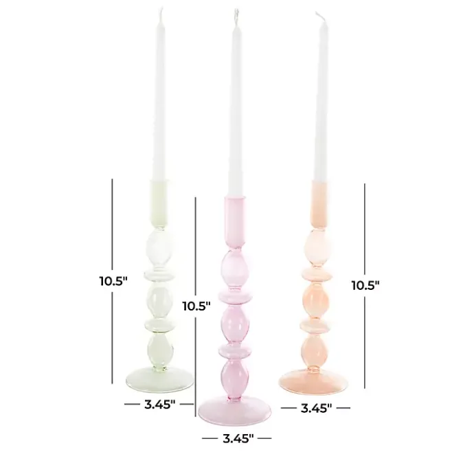 Clearance Kirklands Home Pastel Glass Taper Candle Holders, Set of 3