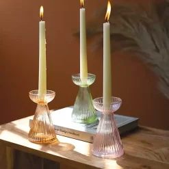 Hot Kirklands Home Pastel Glass Taper Candle Holders, Set of 3