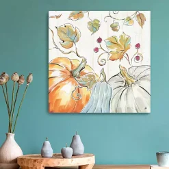 Sale Kirklands Home Pastel Pumpkins Harvest Canvas Wall Plaque