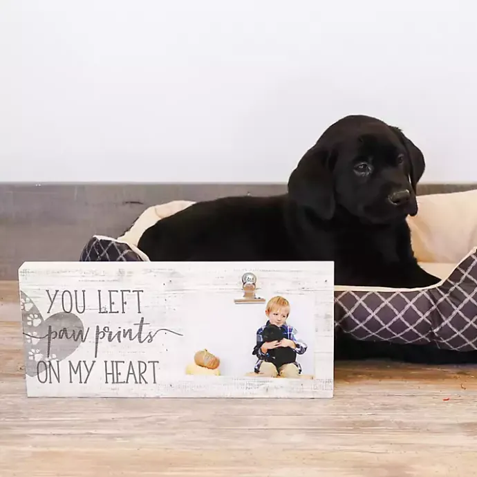 Kirklands Home Paw Prints on My Heart Clip Picture Frame Gray