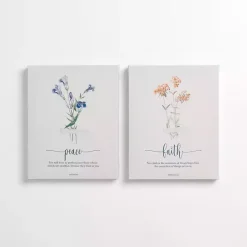 Clearance Kirklands Home Peace and Faith Floral Canvas Art Prints, Set of 2