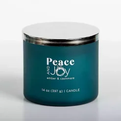 Discount Kirklands Home Peace and Joy Triple Wick Jar Candle Blue