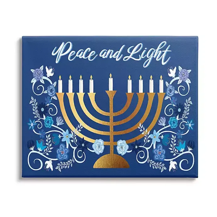 Outlet Kirklands Home Peace and Light Menorah Canvas Art Print