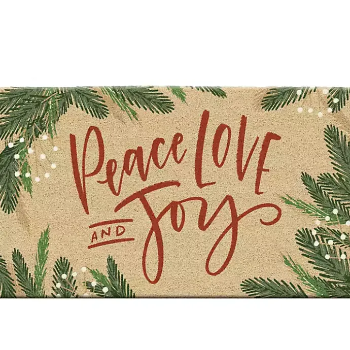 Outlet Kirklands Home Peace Love and Joy Christmas Coir Doormat