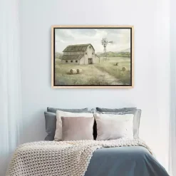 New Kirklands Home Peaceful Farm Oak Framed Canvas Art Print