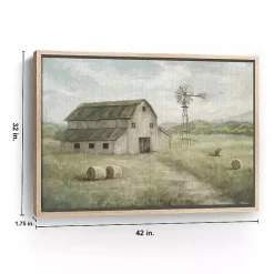 New Kirklands Home Peaceful Farm Oak Framed Canvas Art Print