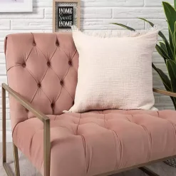 Hot Kirklands Home Peach Gauze Organic Fringe Throw Pillow Pink