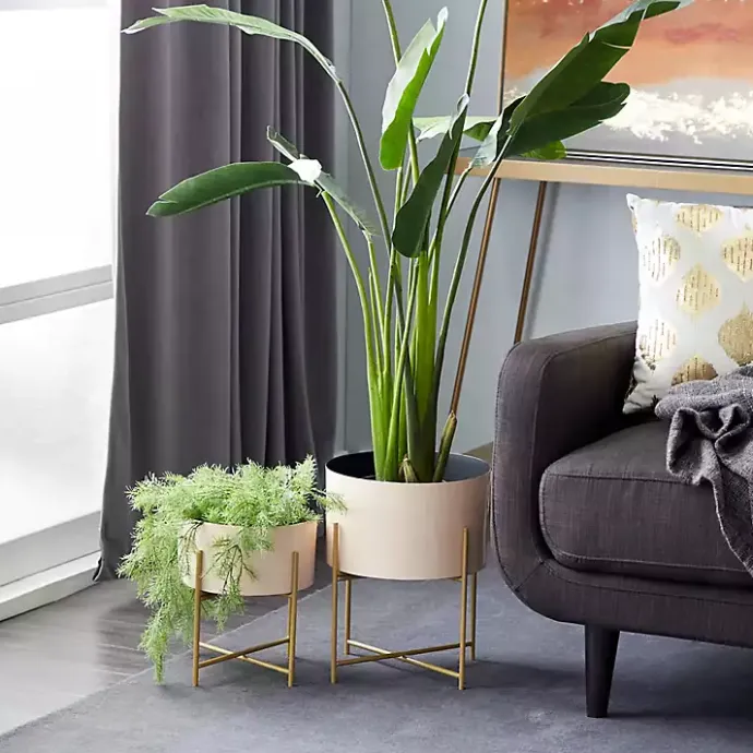 New Kirklands Home Peach Iron X-Base Planters, Set of 2