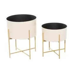 New Kirklands Home Peach Iron X-Base Planters, Set of 2