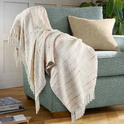 Outlet Kirklands Home Peach Shimmer Stripe Woven Throw