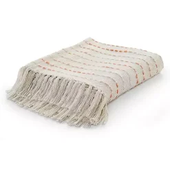 Outlet Kirklands Home Peach Shimmer Stripe Woven Throw