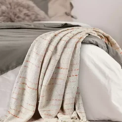Outlet Kirklands Home Peach Shimmer Stripe Woven Throw