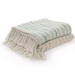 Outlet Kirklands Home Peach Shimmer Stripe Woven Throw