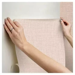 New Kirklands Home Peach Textured Faux Fabric Peel & Stick Wallpaper