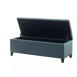 Best Kirklands Home Peacock Button Tufted Storage Bench Blue