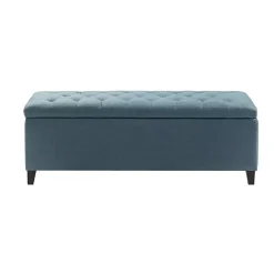 Best Kirklands Home Peacock Button Tufted Storage Bench Blue