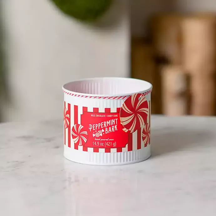 Kirklands Home Peppermint Bark Tin Jar Candle
