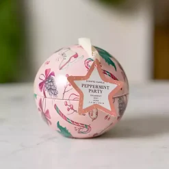 Online Kirklands Home Peppermint Party Tin Candle Ornament Pink