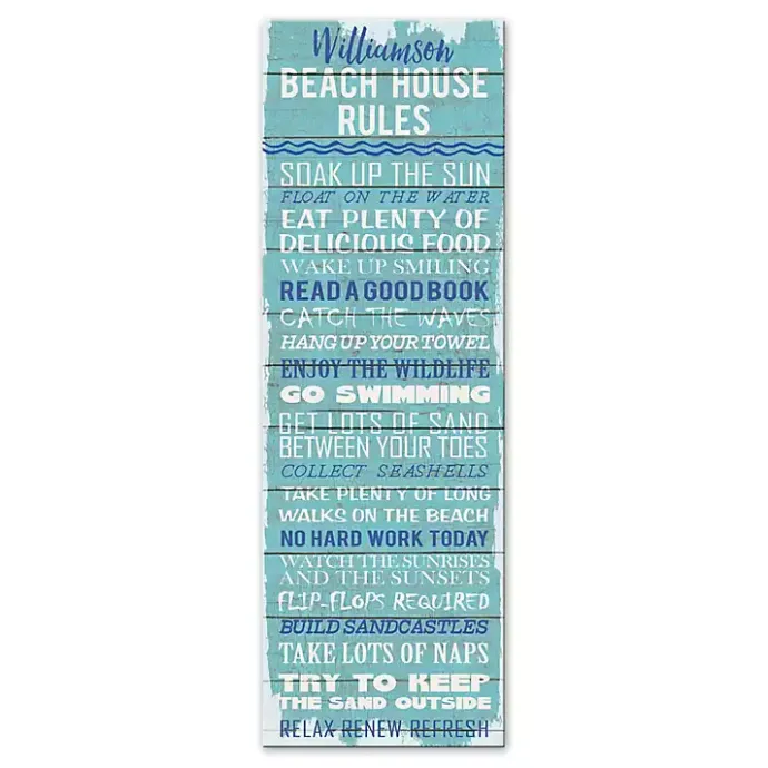 Kirklands Home Personalized Beach House Rules Canvas Wall Plaque