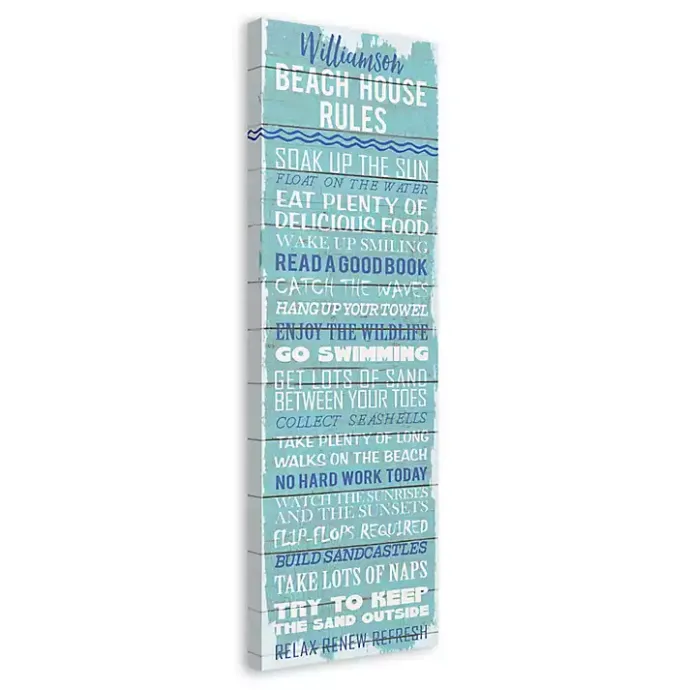 Kirklands Home Personalized Beach House Rules Canvas Wall Plaque