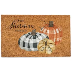 Clearance Kirklands Home Personalized Buffalo Check Pumpkins Doormat