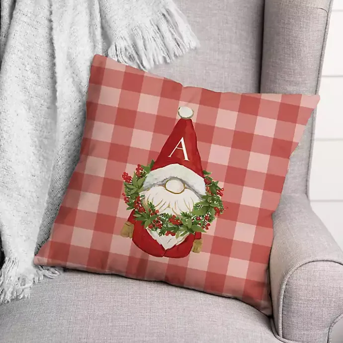 Best Kirklands Home Personalized Christmas Gnome Monogram Pillow Red