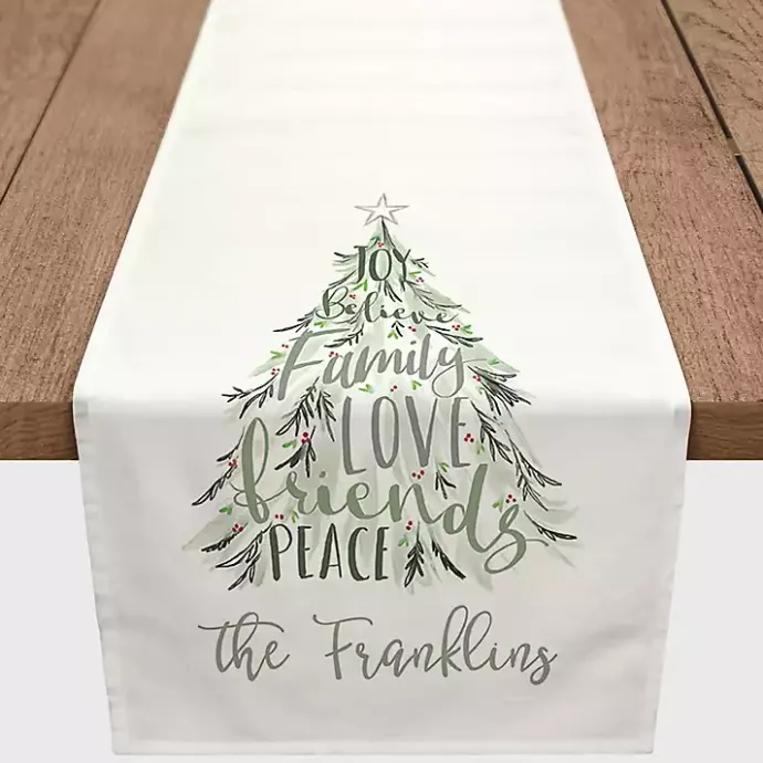Discount Kirklands Home Personalized Christmas Words Table Runner, 90 in.