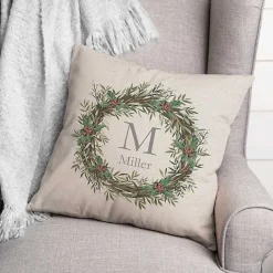 New Kirklands Home Personalized Christmas Wreath Throw Pillow