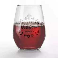 Outlet Kirklands Home Personalized Easter Cross Wine Glasses, Set of 2 Clear