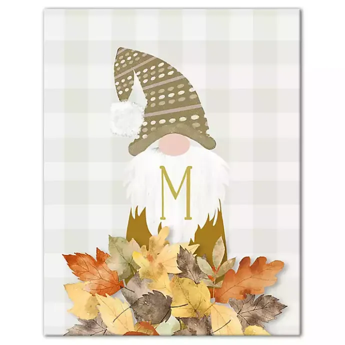 Sale Kirklands Home Personalized Fall Gnome Monogram Canvas Art Print