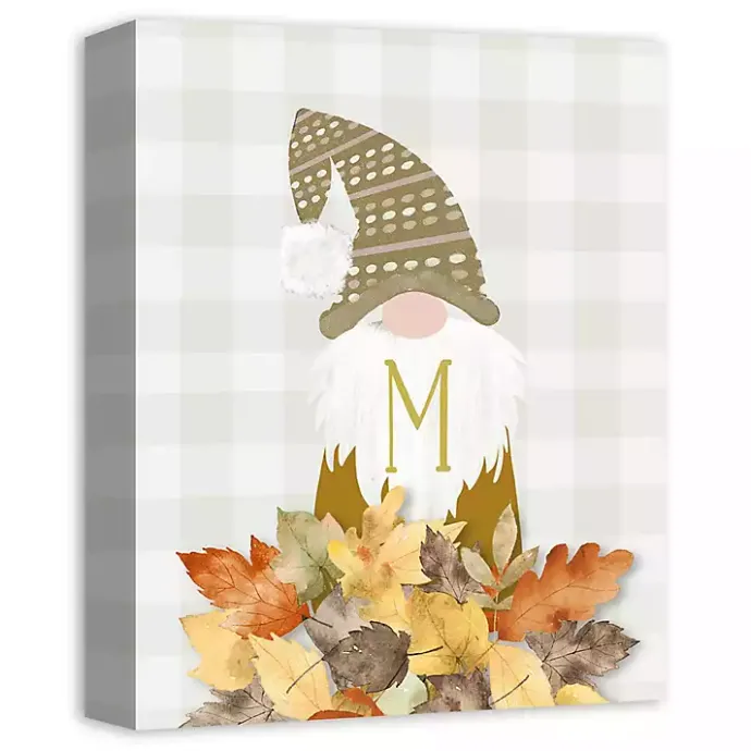 Sale Kirklands Home Personalized Fall Gnome Monogram Canvas Art Print