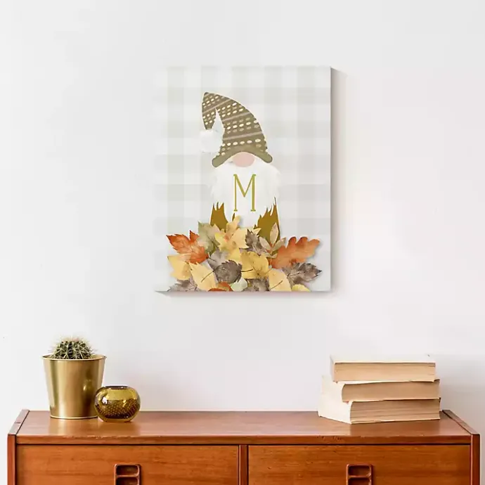 Sale Kirklands Home Personalized Fall Gnome Monogram Canvas Art Print