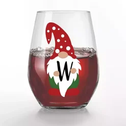 Outlet Kirklands Home Personalized Festive Gnome Wine Glasses, Set of 2