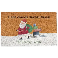 Kirklands Home Personalized Here Comes Sledding Santa Doormat