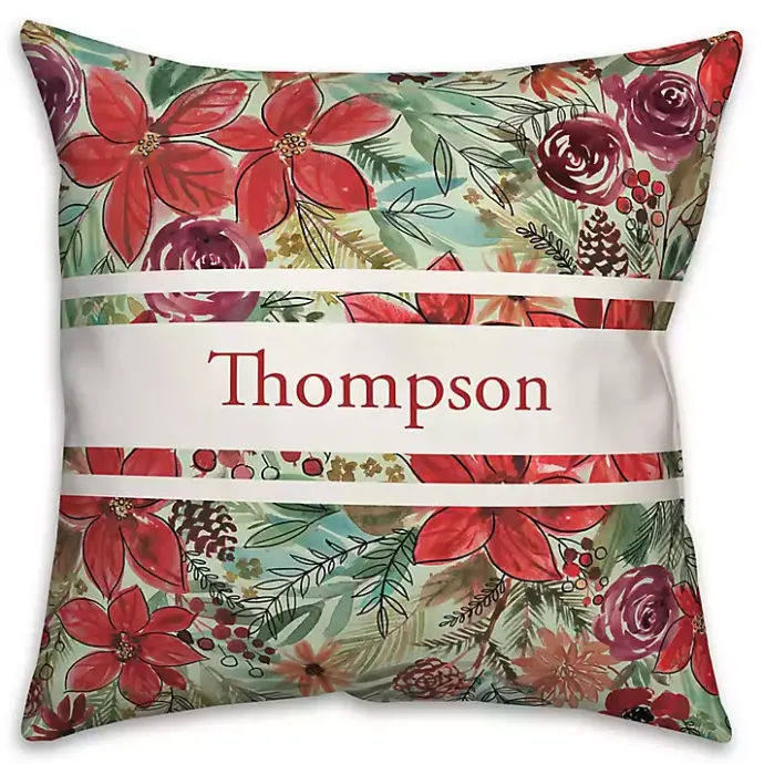 New Kirklands Home Personalized Holiday Blooms Outdoor Pillow