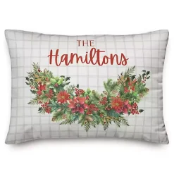 Kirklands Home Personalized Holly Greenery Check Pillow