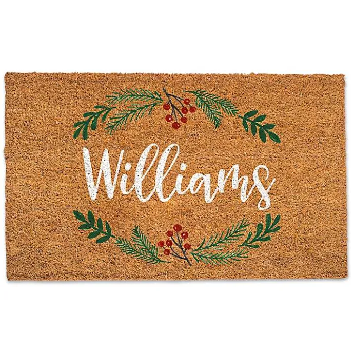 Outlet Kirklands Home Personalized Holly Wreath Christmas Doormat
