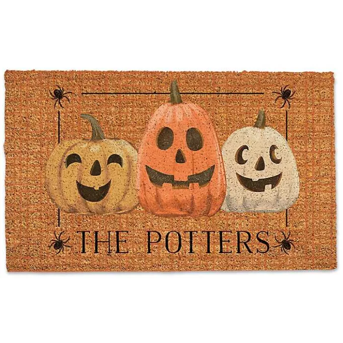 Kirklands Home Personalized Jack-O-Lantern Halloween Doormat Tan