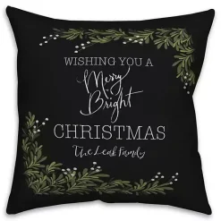 Outlet Kirklands Home Personalized Merry and Bright Christmas Pillow Black