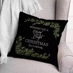 Outlet Kirklands Home Personalized Merry and Bright Christmas Pillow Black