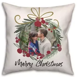 New Kirklands Home Personalized Merry Christmas Wreath Pillow