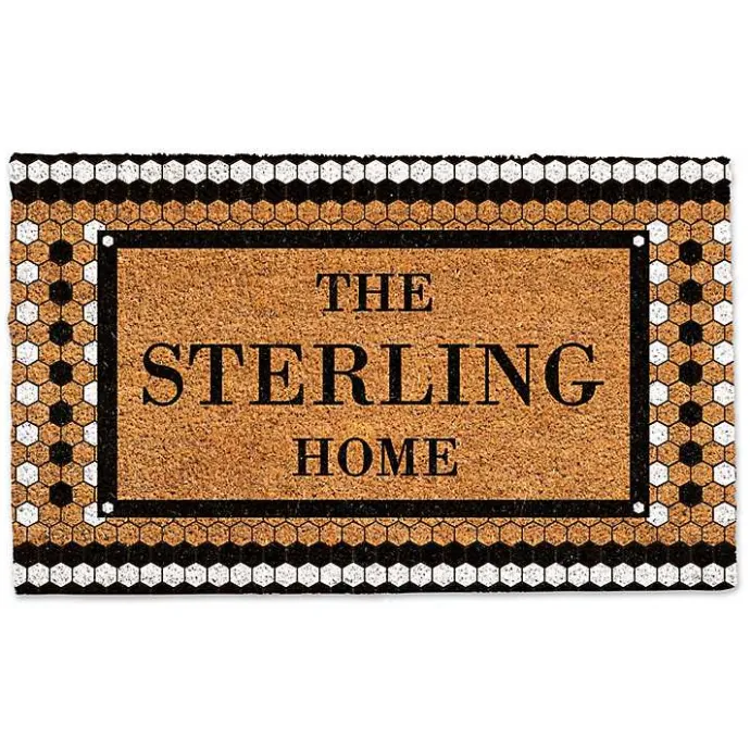 Best Kirklands Home Personalized Monochrome Tile Coir Doormat