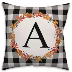 Sale Kirklands Home Personalized Monogram Buffalo Check Wreath Pillow