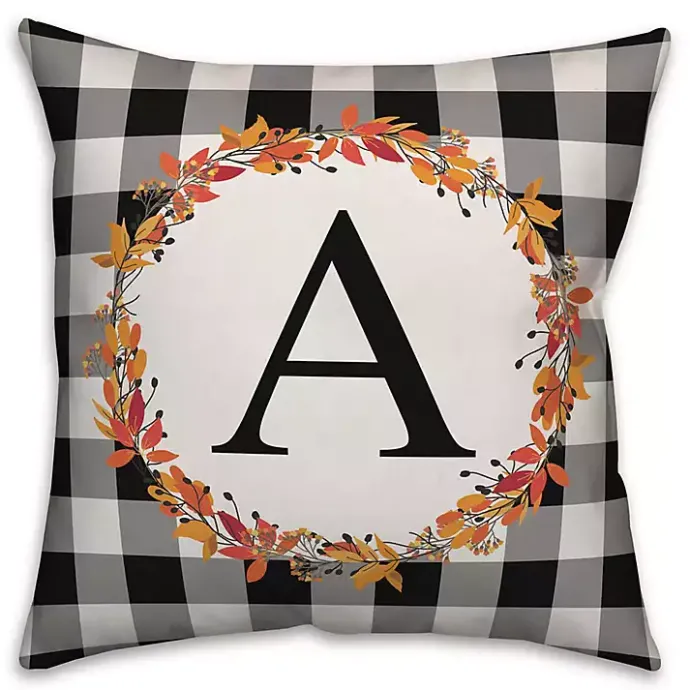 Sale Kirklands Home Personalized Monogram Buffalo Check Wreath Pillow