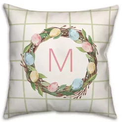 Discount Kirklands Home Personalized Monogram Easter Egg Wreath Pillow