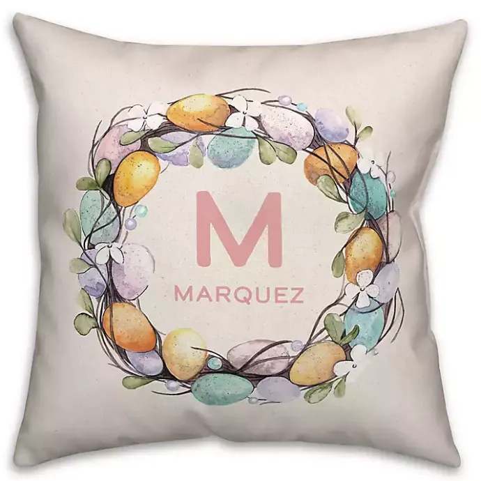 Kirklands Home Personalized Monogram Egg Wreath Pillow